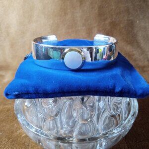 TIFFANY & CO Sterling Silver & 18K Gold With Mother-Of-Pearl Cuff Bracelet